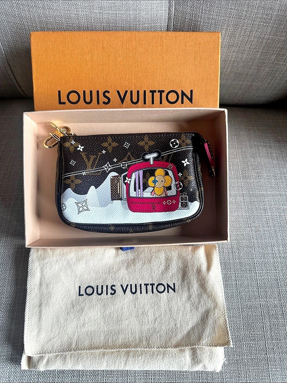 Louis Vuitton Mini Pochette Accessoires Vivienne Ski Courchevel Brown & Pink